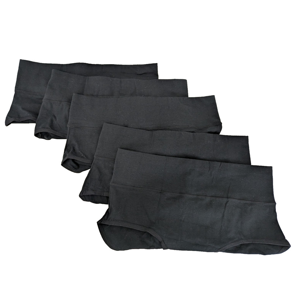 5 Pairs Womens Full Coverage Underwear Size Small Black Panties Briefs